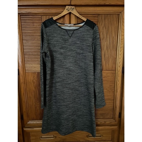 Loft Ann Taylor Sweater Dress Women’s Grey Black Medium Knit - Picture 1 of 3